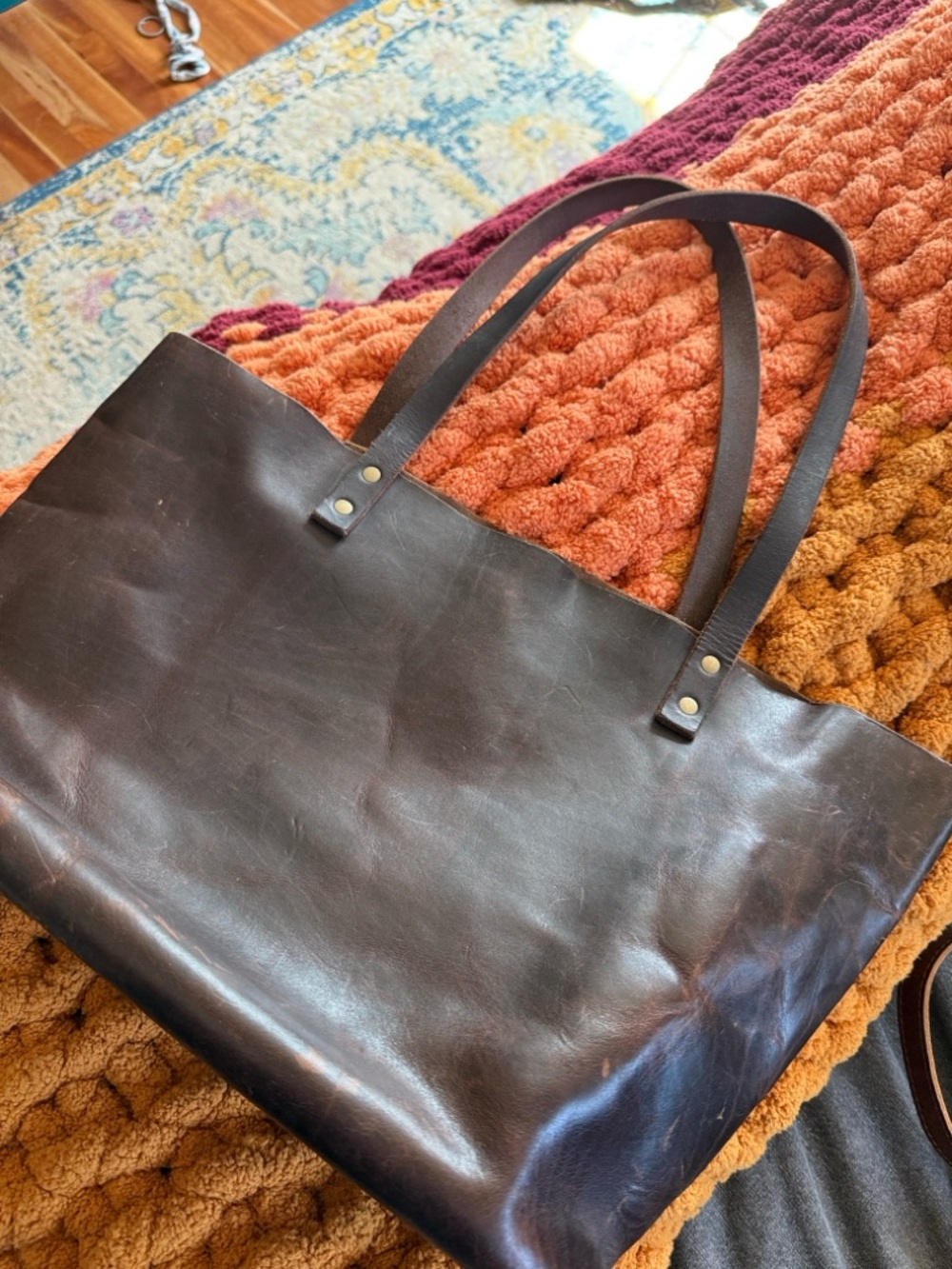 Portland Brown Leather Shoulder Bag - Classic Dark Brown - Picture 2 of 4
